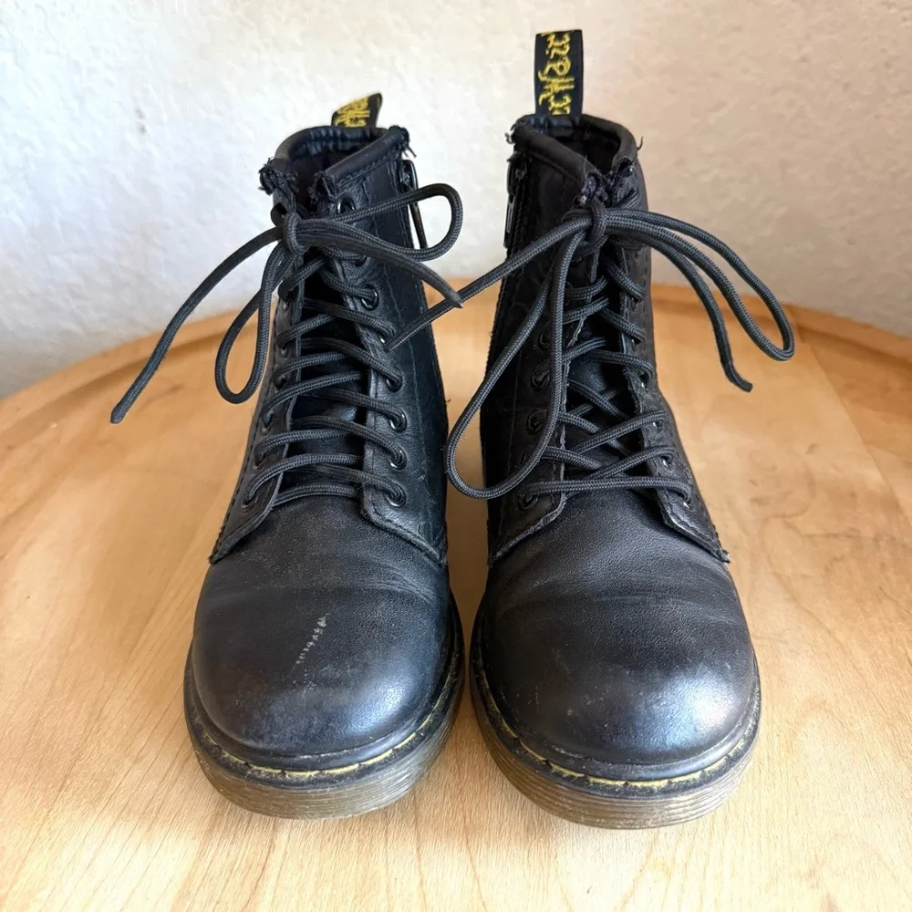 Dr. Martens Delaney Black Leather Combat Boots Toddler Girl Sz. 11